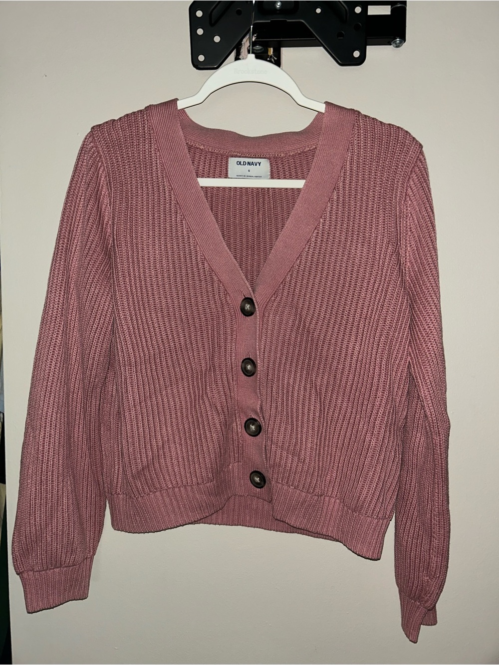 Old Navy Mauve Ribbed Button-Front Cardigan